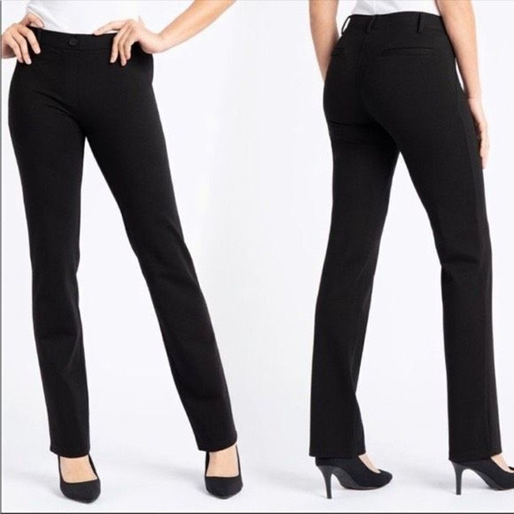 Betabrand Pull-On Stretch Straight Leg Yoga Classic Comfort Pants Black LP